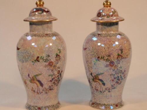 A pair of Wilton ware baluster vases and covers