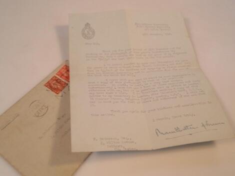 A typed letter from Louis Mountbatten