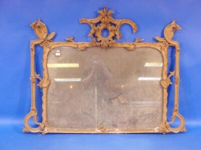 An 18thC ornate gilt framed overmantel mirror