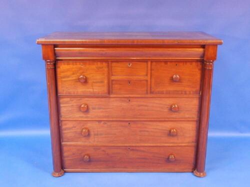 A Victorian figured mahogany chest