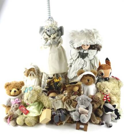 A quantity of Lizzie High dolls, made by Ladie and Friends, a Beatrix Potter themed broom, various childrens cuddly toys, etc.