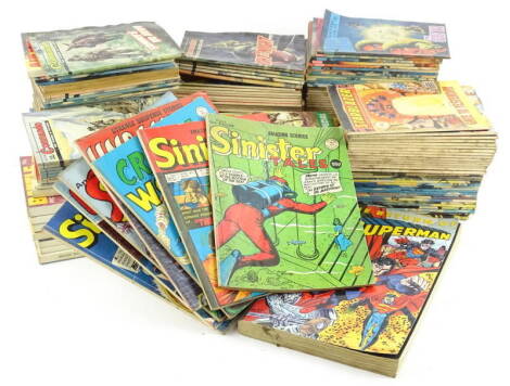 Various children's comics, to include Starblazer, Uncanny Tales, copy of the Return of Superman, Battle, etc.