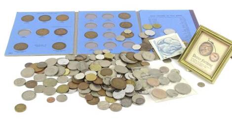 A quantity of general coins, to include a Victorian 1889 crown, book containing Great British pennies etc.