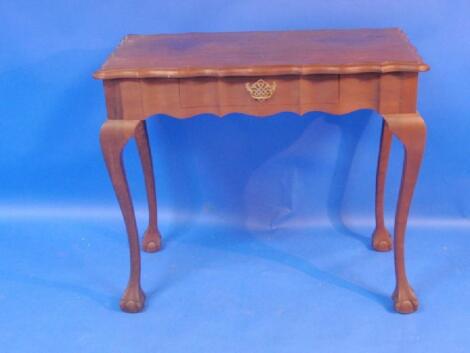 A Walnut side table with single drawer