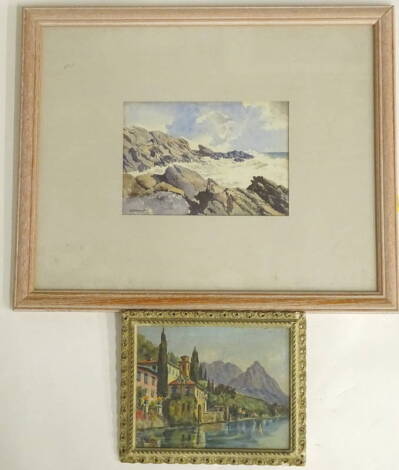 Symonnot. Coastal scene, watercolour, signed, and another signed Steuby. (2)