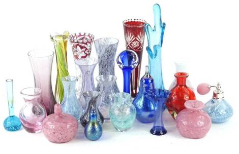 A collection of coloured glass, to include Caithness etc.