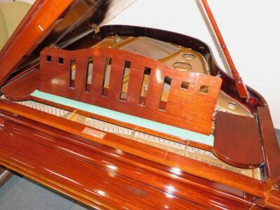A mahogany cased baby grand piano by C Goetze, patent no 90034, iron framed and cross strung, no 1090, raised on turned legs, 100cm H, 146cm W, 159cm D. - 2
