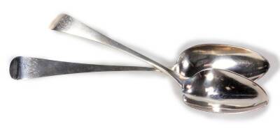 A pair of George III silver tablespoons, old English pattern, initialled, 22cm W, 4oz. (2)