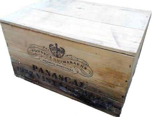 Twelve bottles of Fonseca Guimaraens Panascal 1977 vintage port, in a pine crate. (12 bottles)