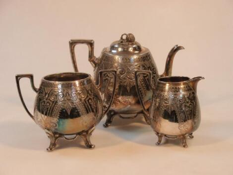 An Early 20thC electroplated three piece tea service