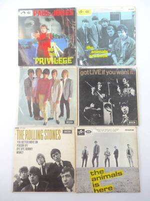 Various records 45 RPM, Rolling Stones, Paul Jones Privilege, HMV EMI, The Animals Are Back etc. (a quantity). - 2