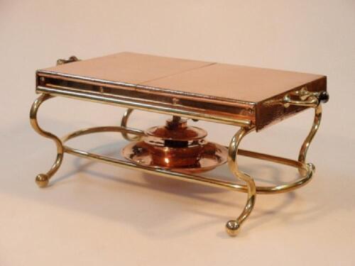 A Benson style planished copper warming tray