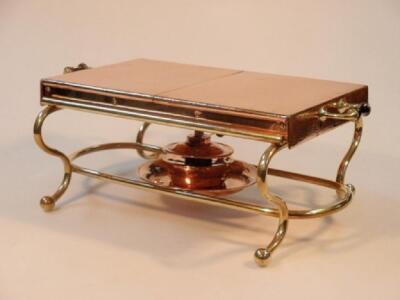 A Benson style planished copper warming tray