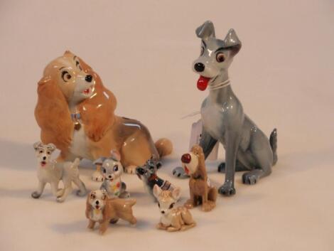 Eight Wade Disney animals including Lady and the Tramp