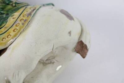 An antique Chinese T’ang style glazed elephant, (much damage), 30cm H. - 4