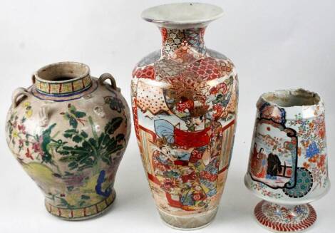 Three various Japanese vases. (all AF)