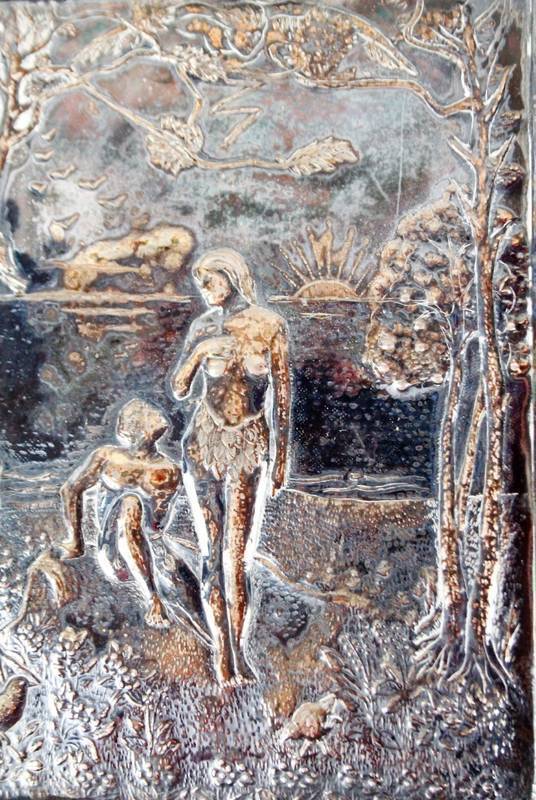 A Victorian electroplate plaque, depicting Adam and Eve in The Garden ...