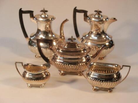 A Walker & Hall electroplated five piece tea and coffee service