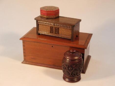 A Fruitwood twin division box