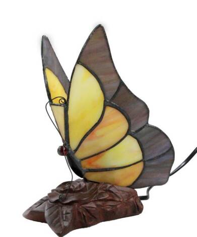 *An as new table light, with Tiffany style butterfly shade predominately in yellow, 22cm H.