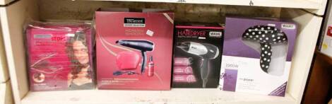 *Various as new electrical items, Remington heated rollers, TresSemmè hairdryer gift set, Wahl hairdryer, another with spot decoration. (4 items, boxed)