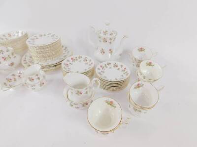 A Royal Albert porcelain tea and coffee service decorated in the Winsome pattern, comprising pair of bread plates, pair of cake plates, teapots, coffee pot, two milk jugs and cream jug, three sugar bowls, 16 cups and saucers, 18 tea plates, twin handled s - 2