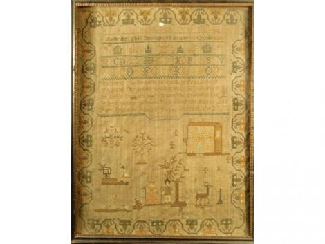 A George III needlework sampler worked by Jane Ingram aged 8 years