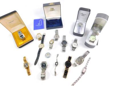 Lady’s and gentleman’s dress wristwatches, including Seiko, Rotary, Tissot, and Bering. (qty)