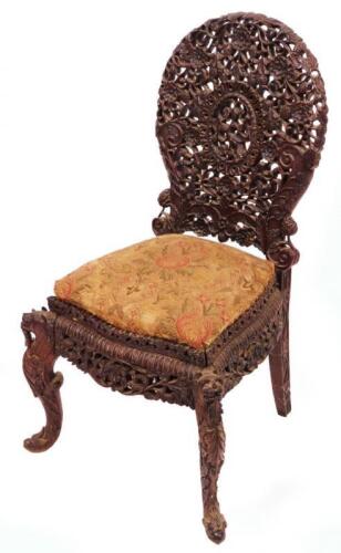 A mid 19thC Anglo-Indian Tree Of Life style chair