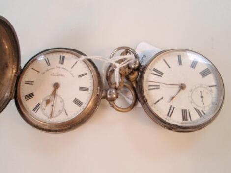 A Victorian silver hunter pocket watch inscribed The Climax Trip Action