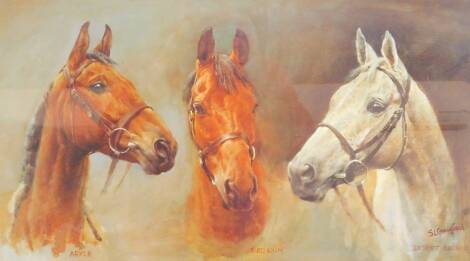 S L Crawford (British, 20thC). Three Kings; Arkle, Red Rum and Desert Orchid, print, 34.5cm x 52.5cm.