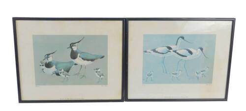 Robert Gillmor (British, 20thC). Lapwings; Avocets, pair of prints, published by The Royal Society for the Protection of Birds, 28cm x 35cm.