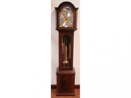 A modern mahogany finished grandmother clock by Richard Broad of Bodmin