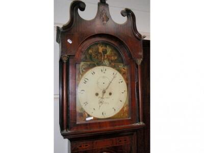 A George III figured mahogany longcase clock of eight-day movement striking on a bell