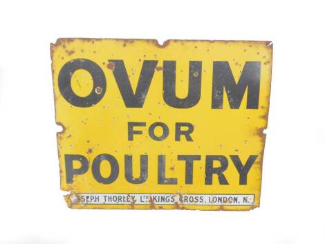 An Ovum For Poultry advertising sign, Joseph Fawley Limited, King’s Cross London N., 68cm H, 81cm W.