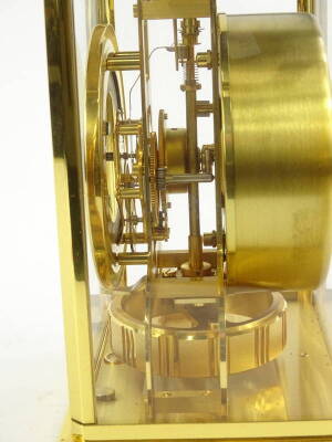 A Jaeger Le-Coultre gilt brass Atmos clock, in four glass case with bracket feet, 22cm H. - 2