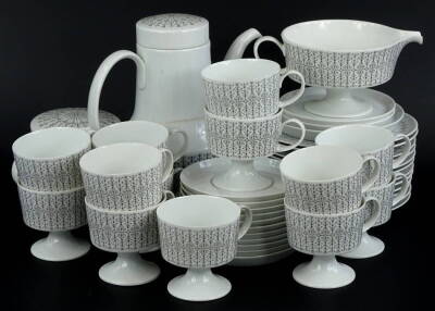 A Rosenthal retro style porcelain part tea and dinner service, with stylised snowflake decoration.