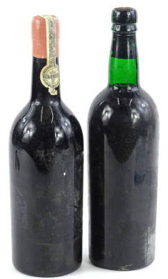 Two bottles of vintage port, each lacking main label, one stamped L.V.P.