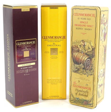 Three bottles of Glenmorangie malt whisky, to include a 12 year old extra matured example, each in a fitted box.