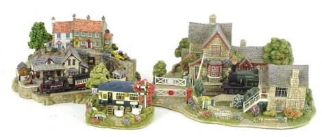 A Lilliput Lane group titled Full Steam Ahead, another similar The Arrival of the 4.45 etc.