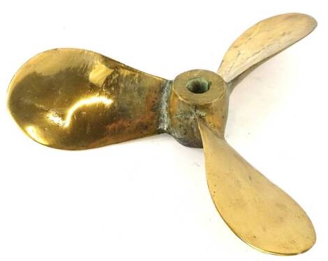 A brass ship or boats propeller, 42cm diameter.