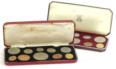 A 1966 British coin set, to include Churchill crown and a 1953 Coronation set. (2)