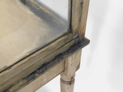 An oak and glazed museum type display cabinet, of rectangular form on turned supports with flat central stretcher, 168cm H, 125cm W, 79cm D. - 2