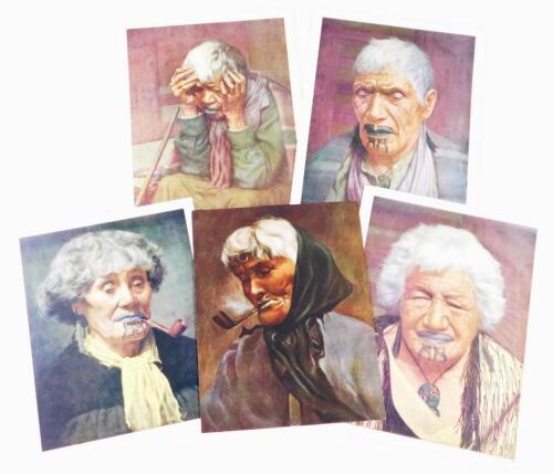 Maori interest. In the form of four early 20thC lithographs depicting Maori tribal elders after ori