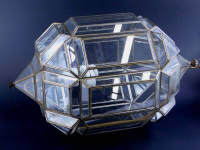 A silvered metal and faceted glass ceiling lantern, with fitting, 52cm L.