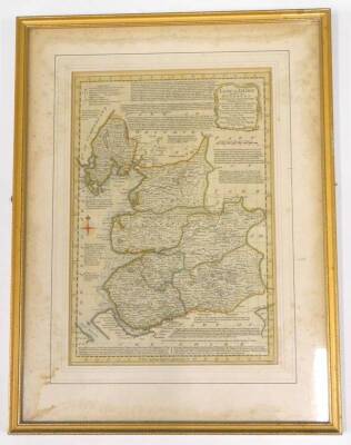 After Emanuel Bowen. Map of Lancashire divided into its hundreds, later coloured, 33.5cm x 23cm.