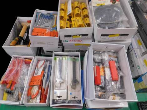 Various tools, drill bits, drill attachments, plastering and decorating tools etc.