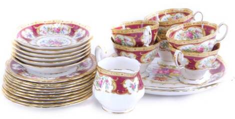 A Royal Albert Lady Hamilton pattern part tea service.