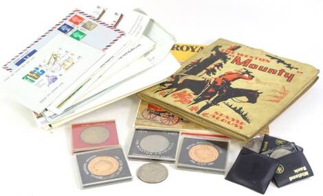 Miscellaneous nickel silver crowns, first day covers, stamps etc.