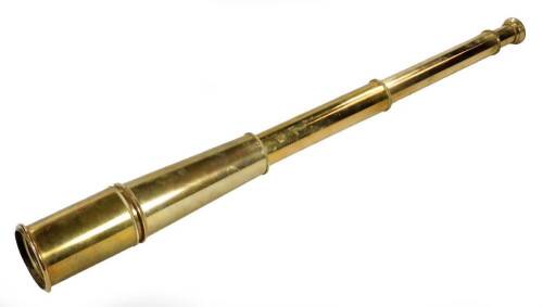 An early 20thC brass four draw telescope, marked T Cook, London no. 1842, with removable lens, when open 86cm W.